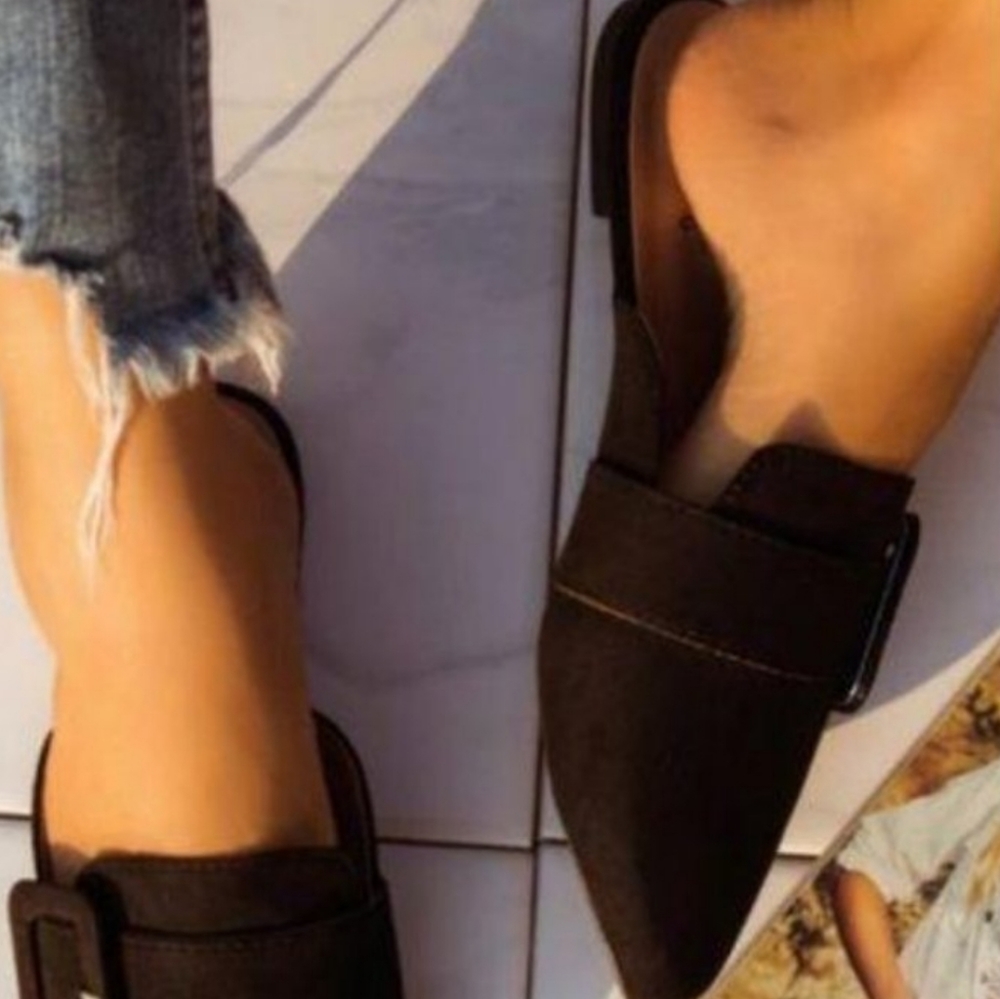 Faux Suede Buckle Mules - Picture 2 of 3